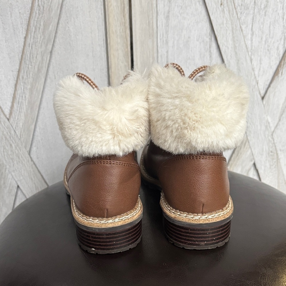 Women's Brown Fur-Lined Ankle Boots - Picture 4 of 8